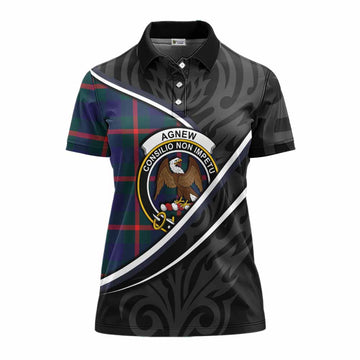 Agnew Tartan Family Crest Women's Polo Shirt Celtic Scottish Thistle Floral