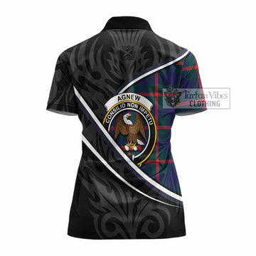 Agnew Tartan Family Crest Women's Polo Shirt Celtic Scottish Thistle Floral