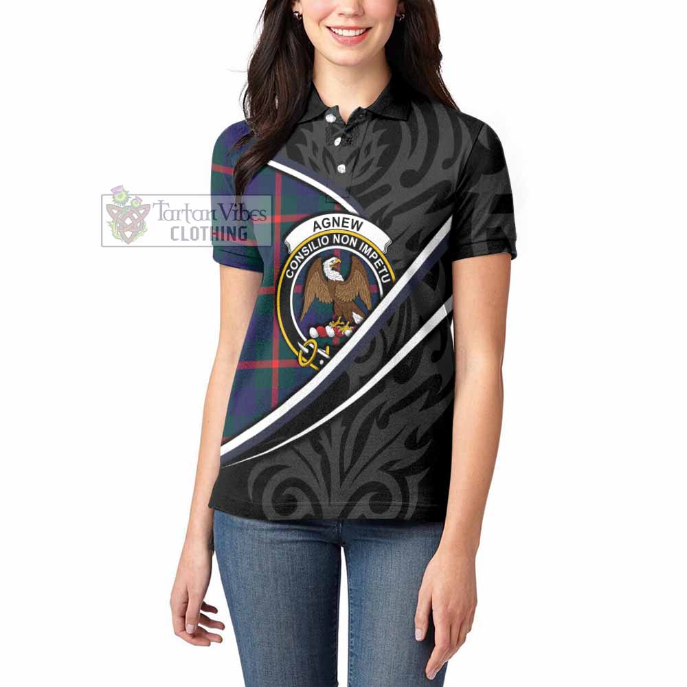 Agnew Tartan Family Crest Women's Polo Shirt Celtic Scottish Thistle Floral - Tartan Vibes Clothing