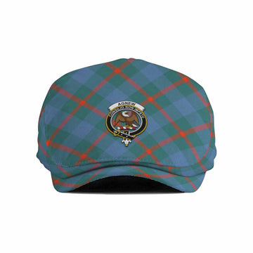 Agnew Tartan Flat Cap, Jeff Cap Cross Style with Family Crest