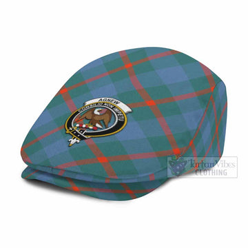 Agnew Tartan Flat Cap, Jeff Cap Cross Style with Family Crest