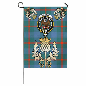 Agnew Tartan Garden Flag with Golden Regal Scottish Thistle Emblem - Tartan Vibes Clothing
