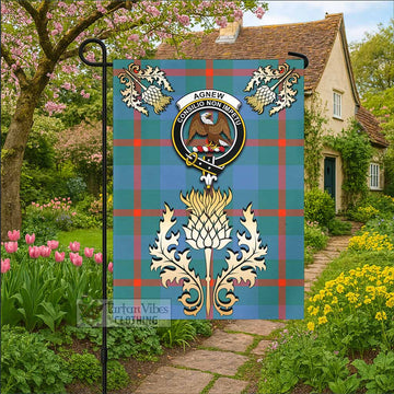 Agnew Tartan Garden Flag with Golden Regal Scottish Thistle Emblem - Tartan Vibes Clothing