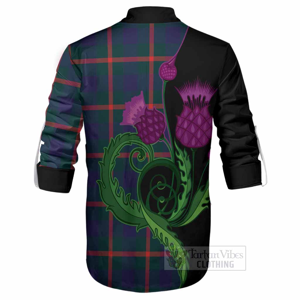 Agnew Tartan Ghillie Shirt Traditional Scottish Thistle