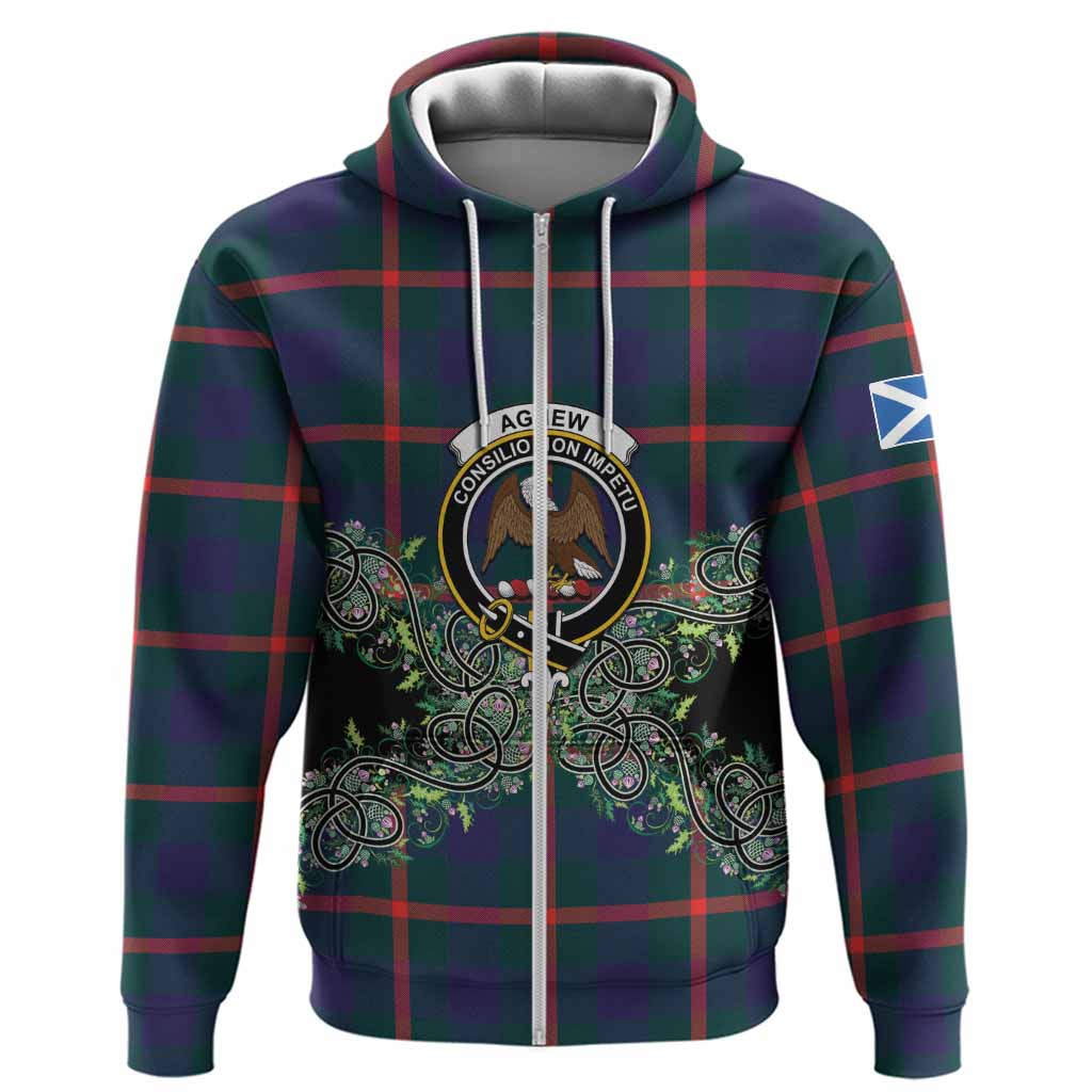 Agnew Tartan Hoodie Thistle Scottish Spirit