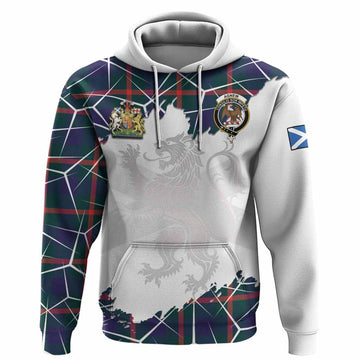 Agnew Tartan Hoodie with Family Crest and Lion Rampant Grunge Style