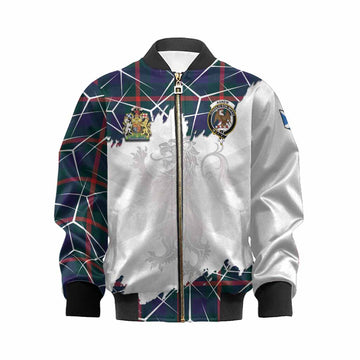 Agnew Tartan Kid Bomber Jacket with Family Crest and Lion Rampant Grunge Style