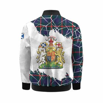 Agnew Tartan Kid Bomber Jacket with Family Crest and Lion Rampant Grunge Style