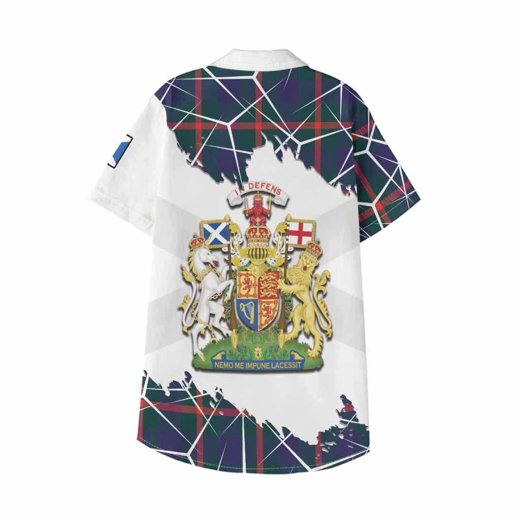 Agnew Tartan Kid Hawaiian Shirt with Family Crest and Lion Rampant Grunge Style