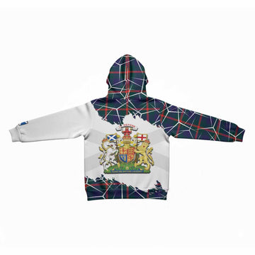 Agnew Tartan Kid Hoodie with Family Crest and Lion Rampant Grunge Style