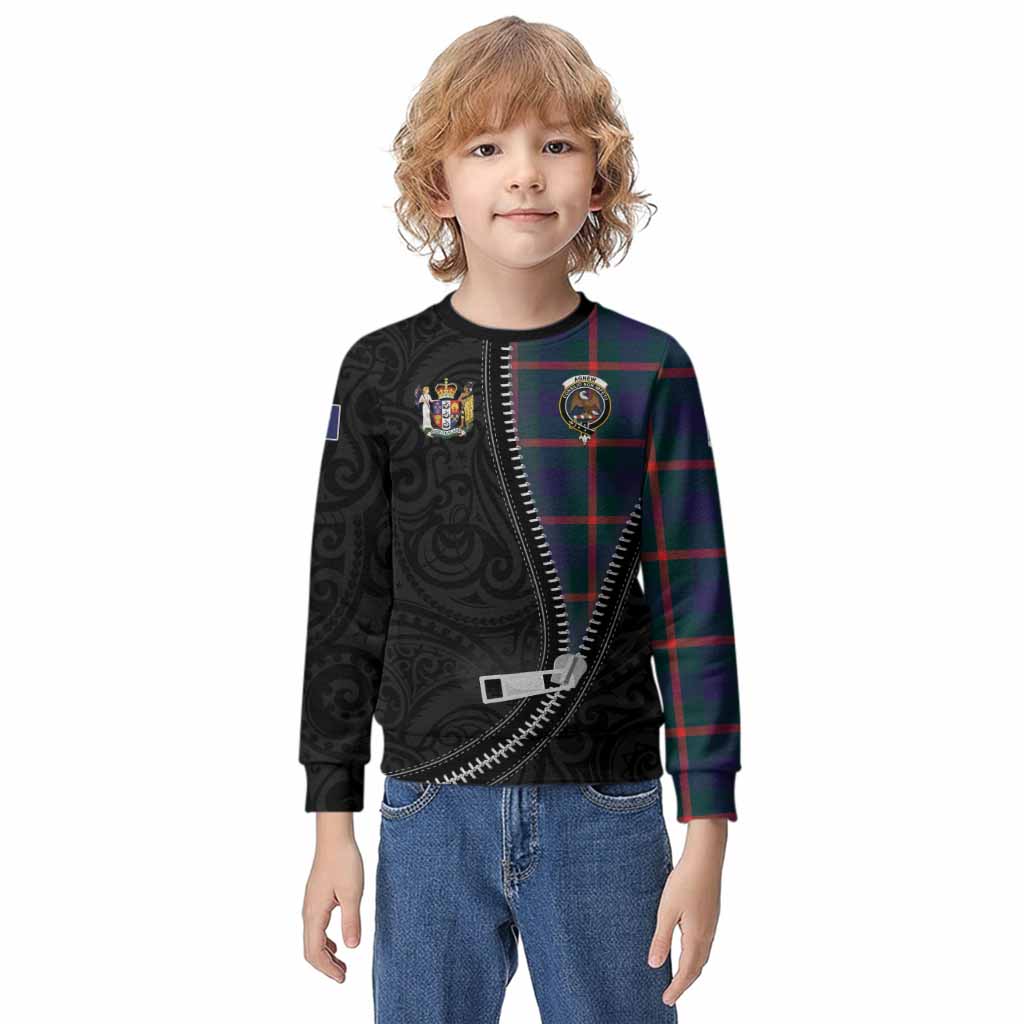 Agnew Tartan Kid Knitted Sweatshirt New Zealand Pattern Unique Zipper Stylized