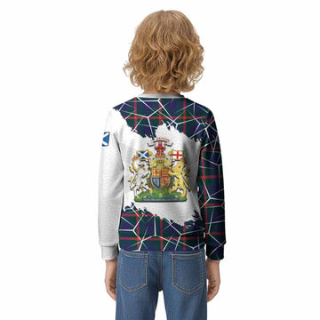 Agnew Tartan Kid Knitted Sweatshirt with Family Crest and Lion Rampant Grunge Style