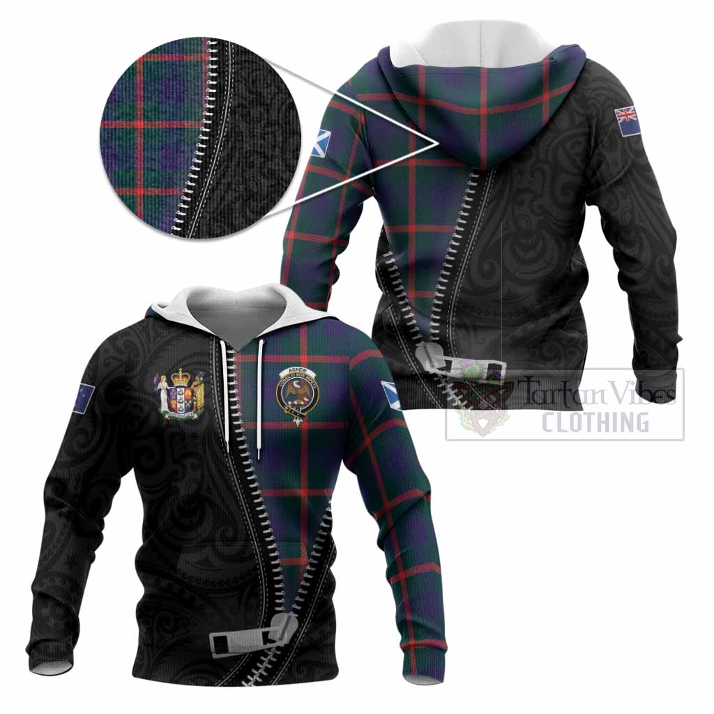 Agnew Tartan Knitted Hoodie New Zealand Pattern Unique Zipper Stylized