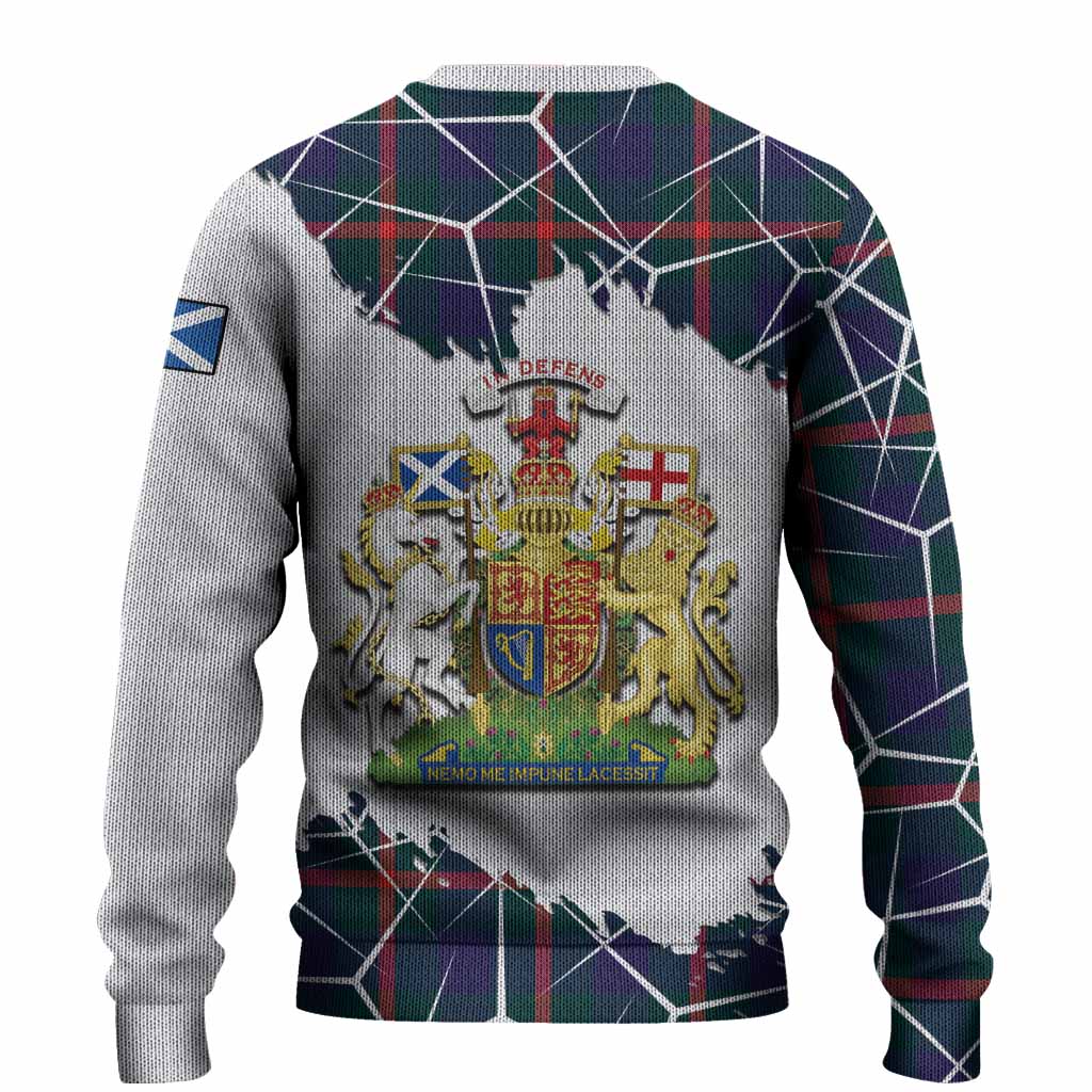 Agnew Tartan Knitted Sweater with Family Crest and Lion Rampant Grunge Style