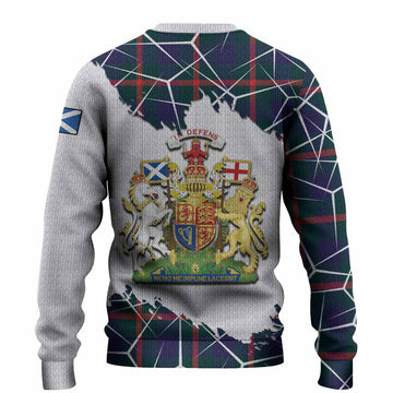 Agnew Tartan Knitted Sweater with Family Crest and Lion Rampant Grunge Style