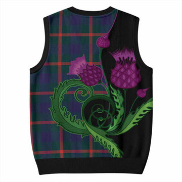Agnew Tartan Knitted V-Neck Vest Traditional Scottish Thistle