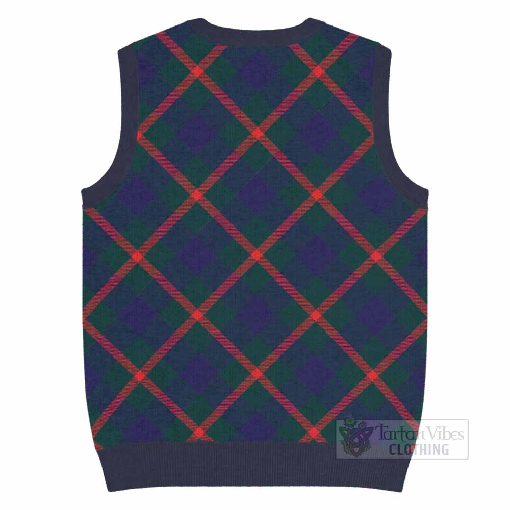 Agnew Tartan Knitted V-Neck Vest with Family Crest Cross Style