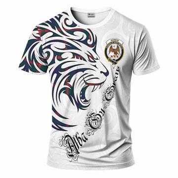 Agnew Tartan Lion Roar T-Shirt Alba Gu Brath with Celtic Motifs