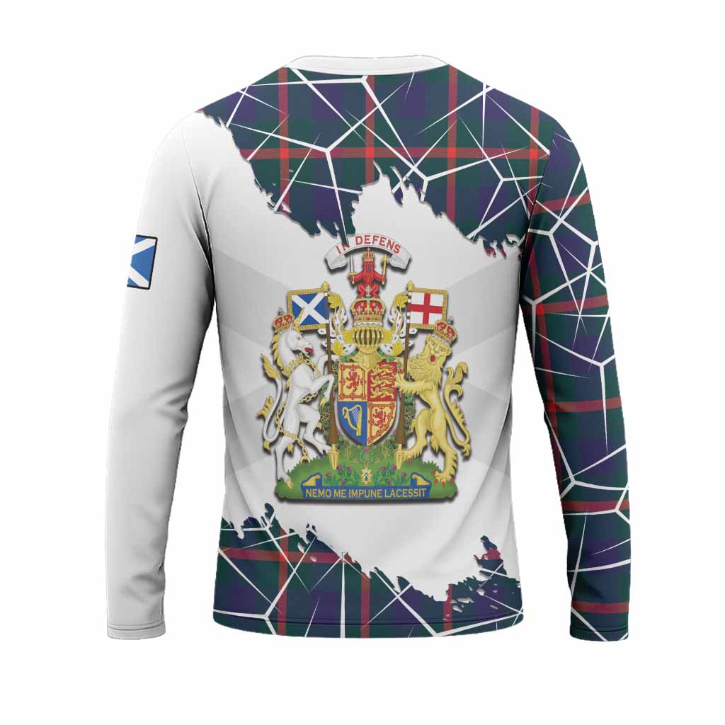 Agnew Tartan Long Sleeve T-Shirt with Family Crest and Lion Rampant Grunge Style