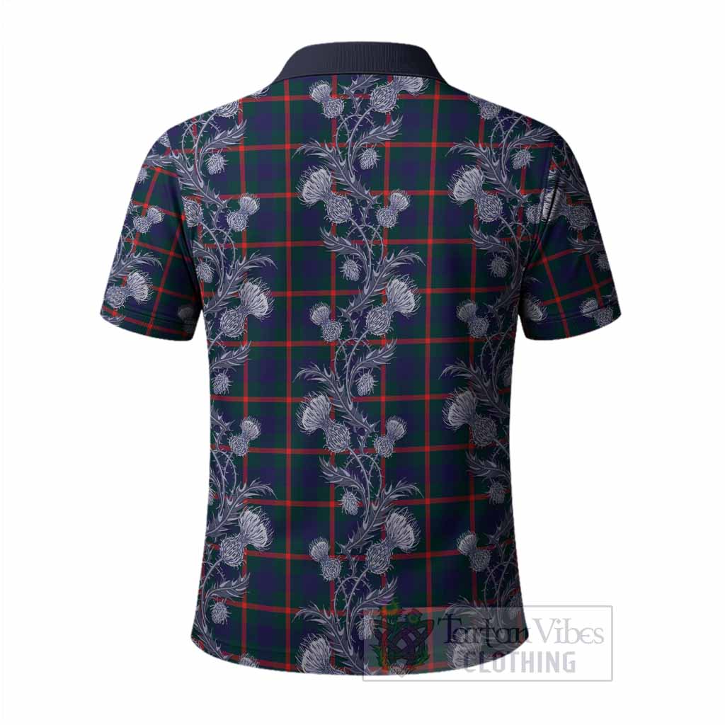 Agnew Tartan Polo Shirt Seamless Scottish Thistle Flowers