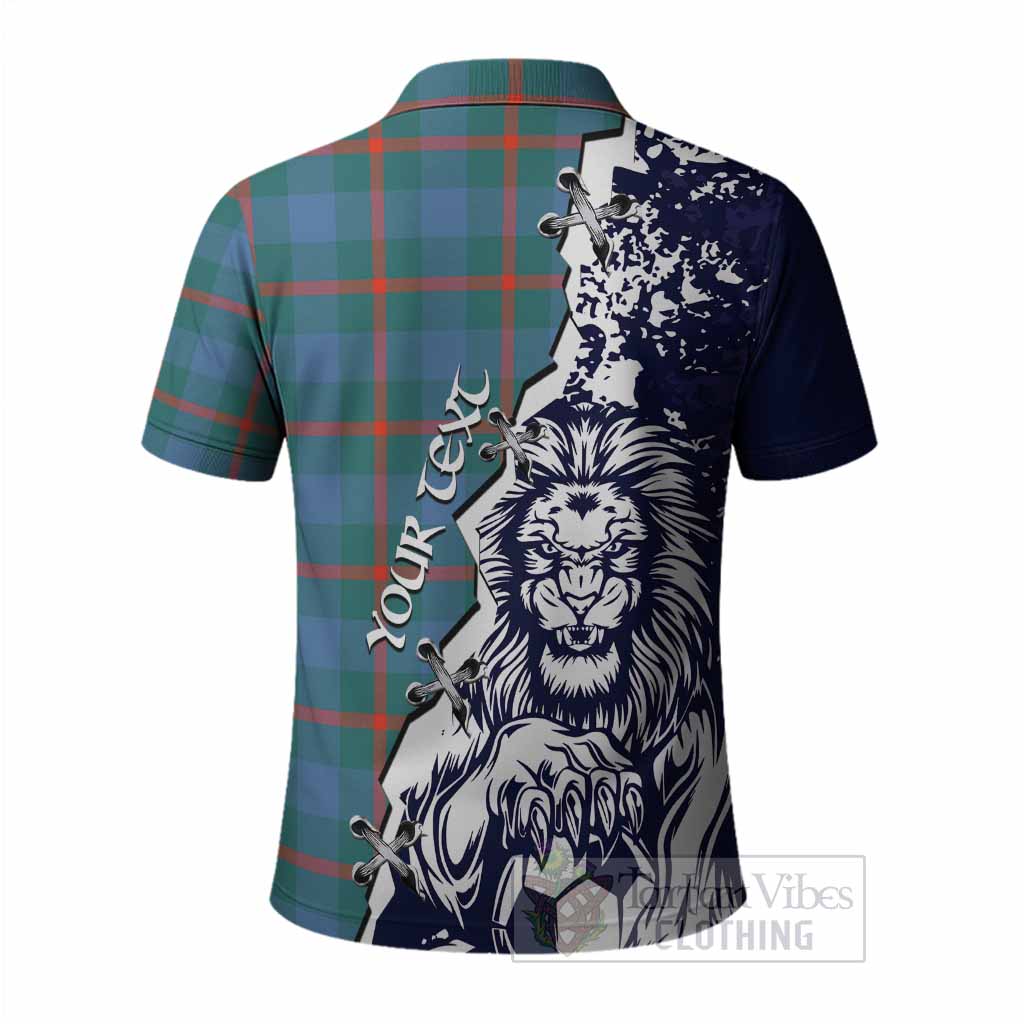 Agnew Tartan Scottish Polo Shirt Angry Lion With Soccer Ball Style