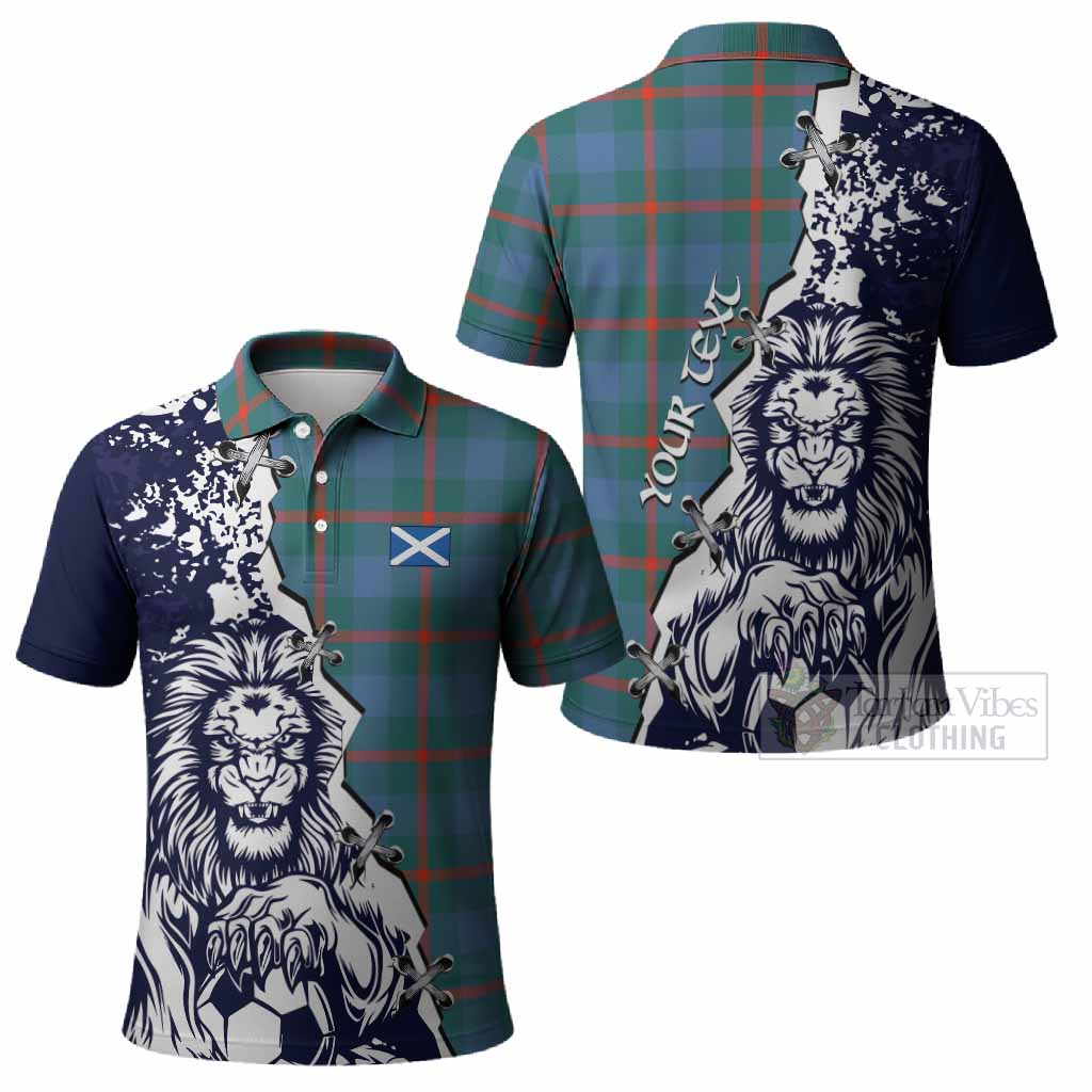 Agnew Tartan Scottish Polo Shirt Angry Lion With Soccer Ball Style