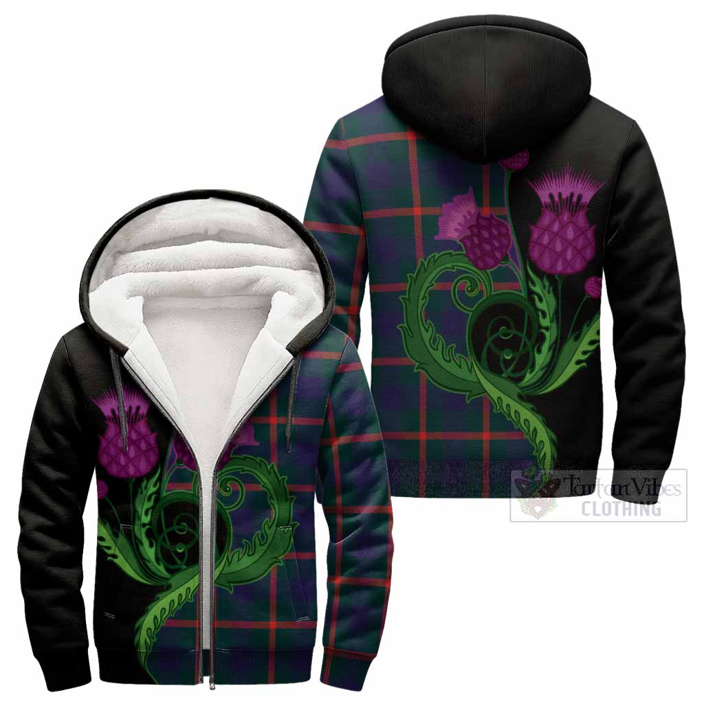 Agnew Tartan Sherpa Hoodie Traditional Scottish Thistle