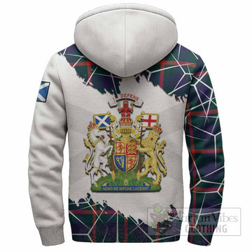 Agnew Tartan Sherpa Hoodie with Family Crest and Lion Rampant Grunge Style