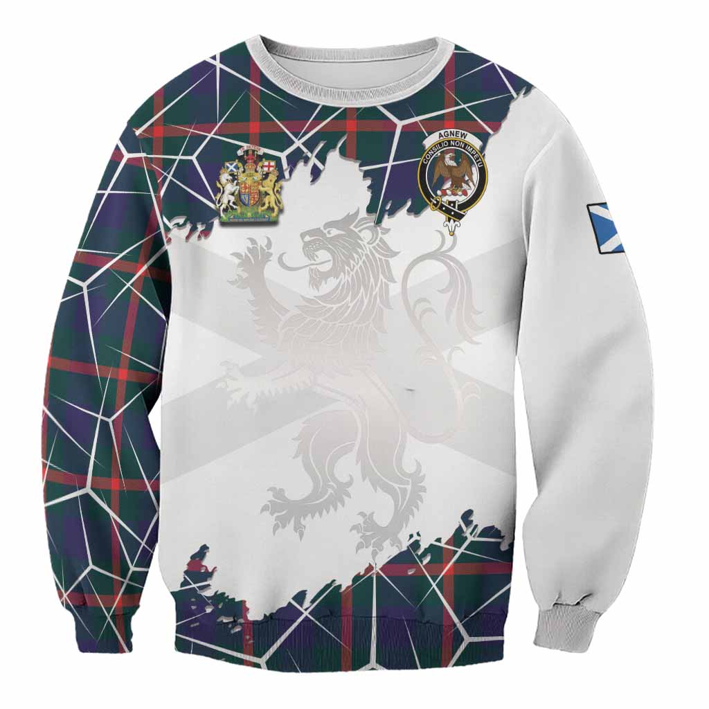 Agnew Tartan Sweatshirt with Family Crest and Lion Rampant Grunge Style