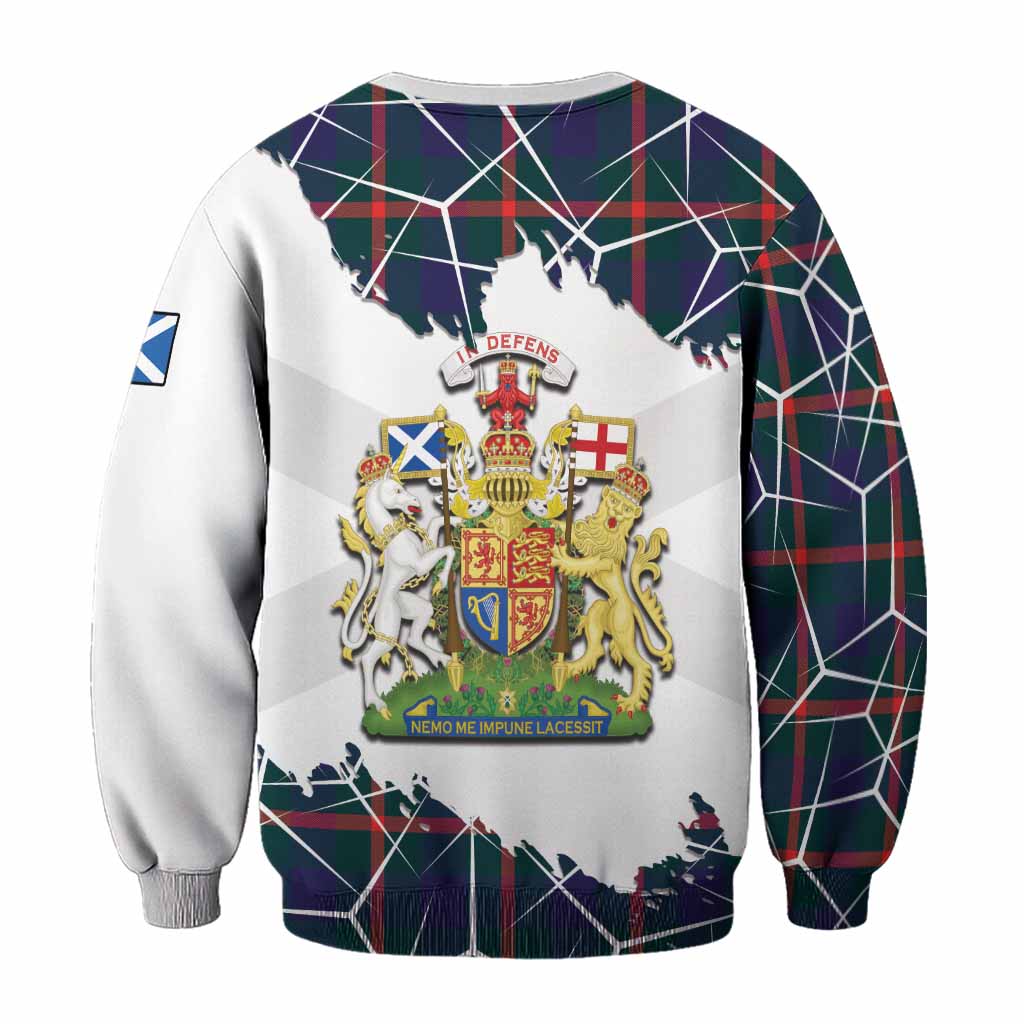 Agnew Tartan Sweatshirt with Family Crest and Lion Rampant Grunge Style