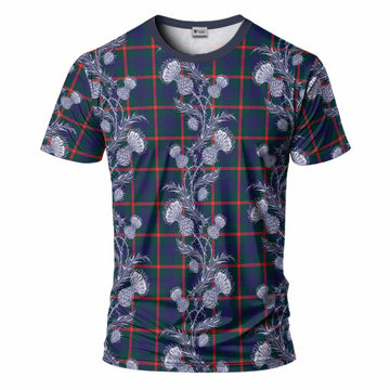Agnew Tartan T-Shirt Seamless Scottish Thistle Flowers