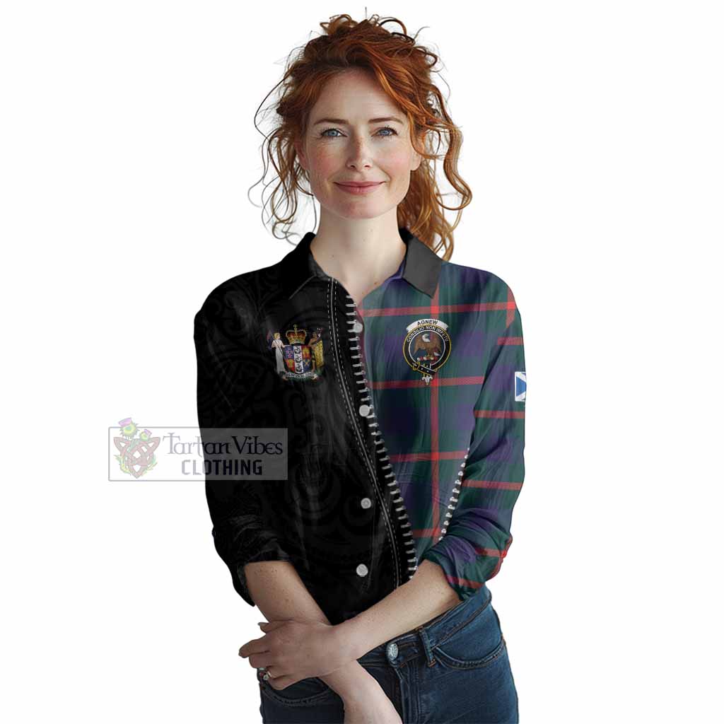 Agnew Tartan Women Casual Shirt New Zealand Pattern Unique Zipper Stylized