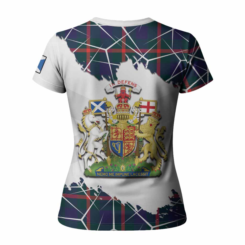Agnew Tartan Women T shirt with Family Crest and Lion Rampant Grunge Style