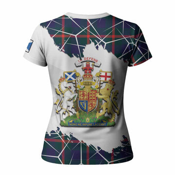 Agnew Tartan Women T shirt with Family Crest and Lion Rampant Grunge Style