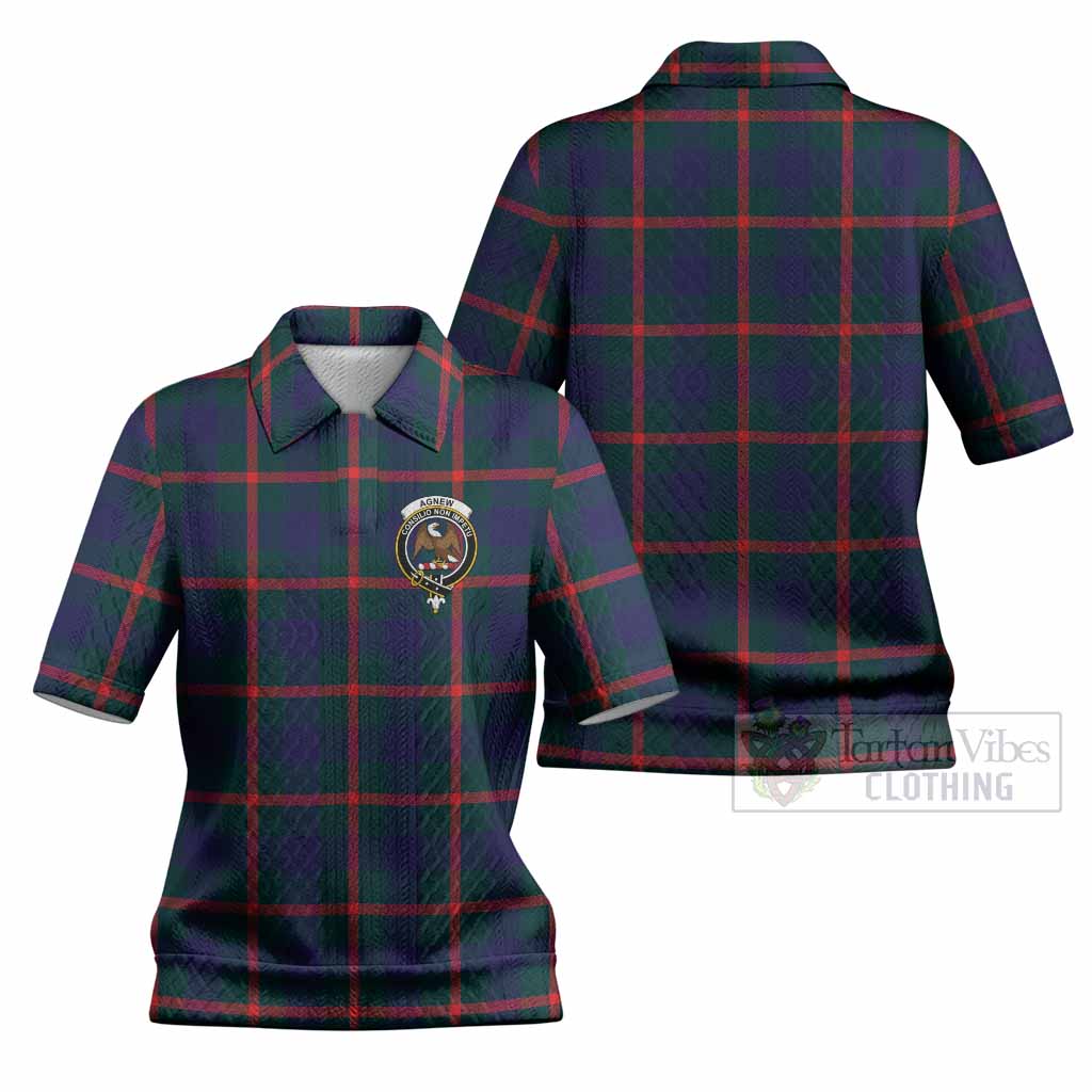 Agnew Tartan Women’s Polo Sweater Top with Family Crest