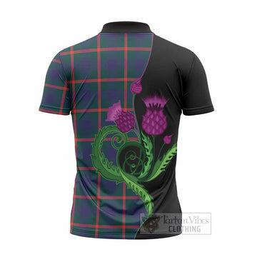 Agnew Tartan Zipper Polo Shirt Traditional Scottish Thistle