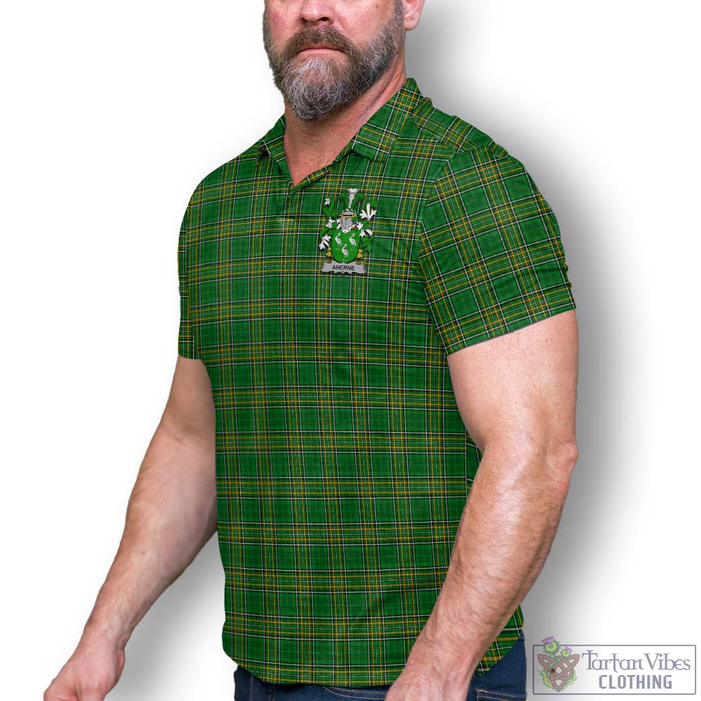 Tartan Vibes Clothing Aherne Ireland Clan Tartan Polo Shirt with Coat of Arms
