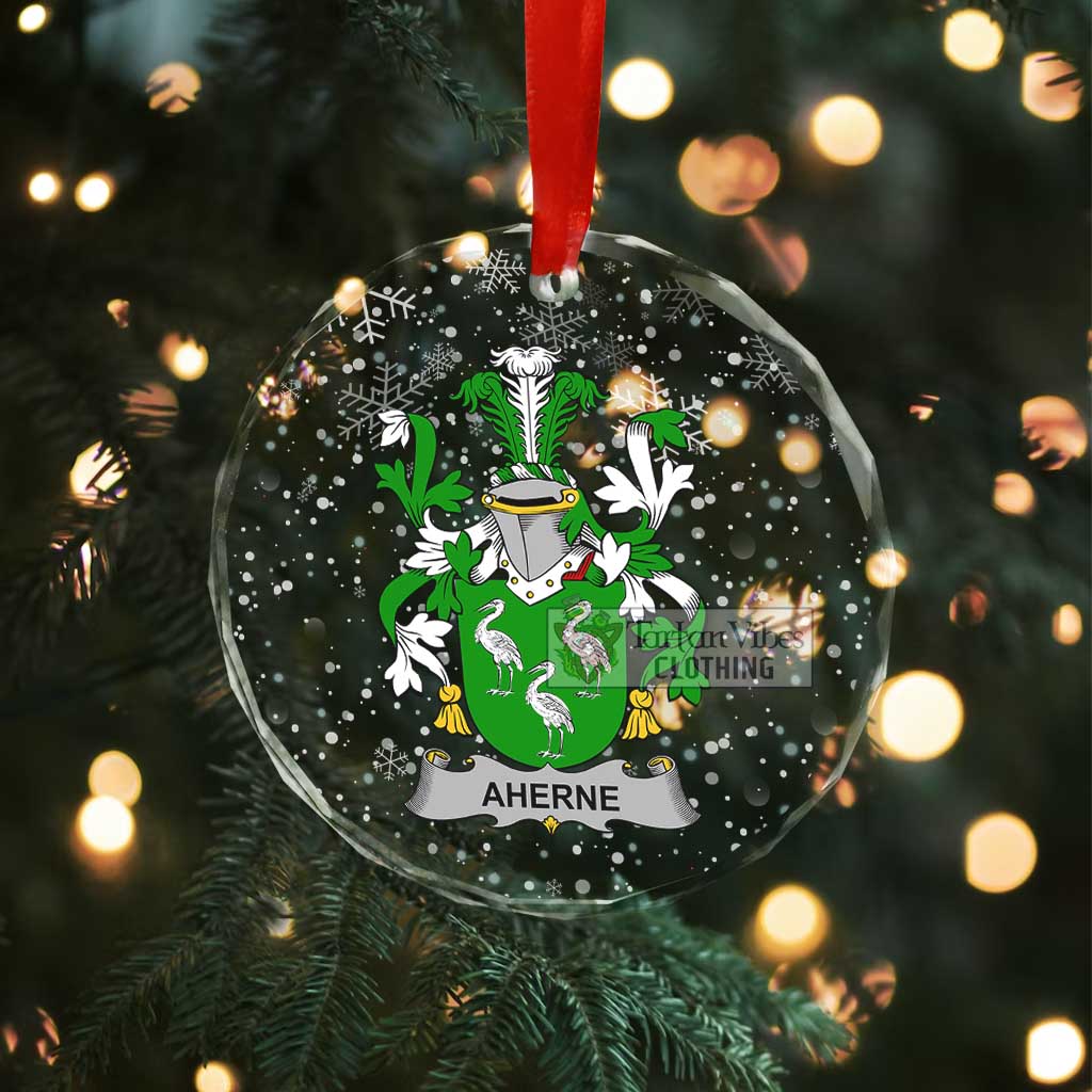 Aherne Irish Clan Christmas Glass Ornament with Coat of Arms - 2D-tartanvibesclothing
