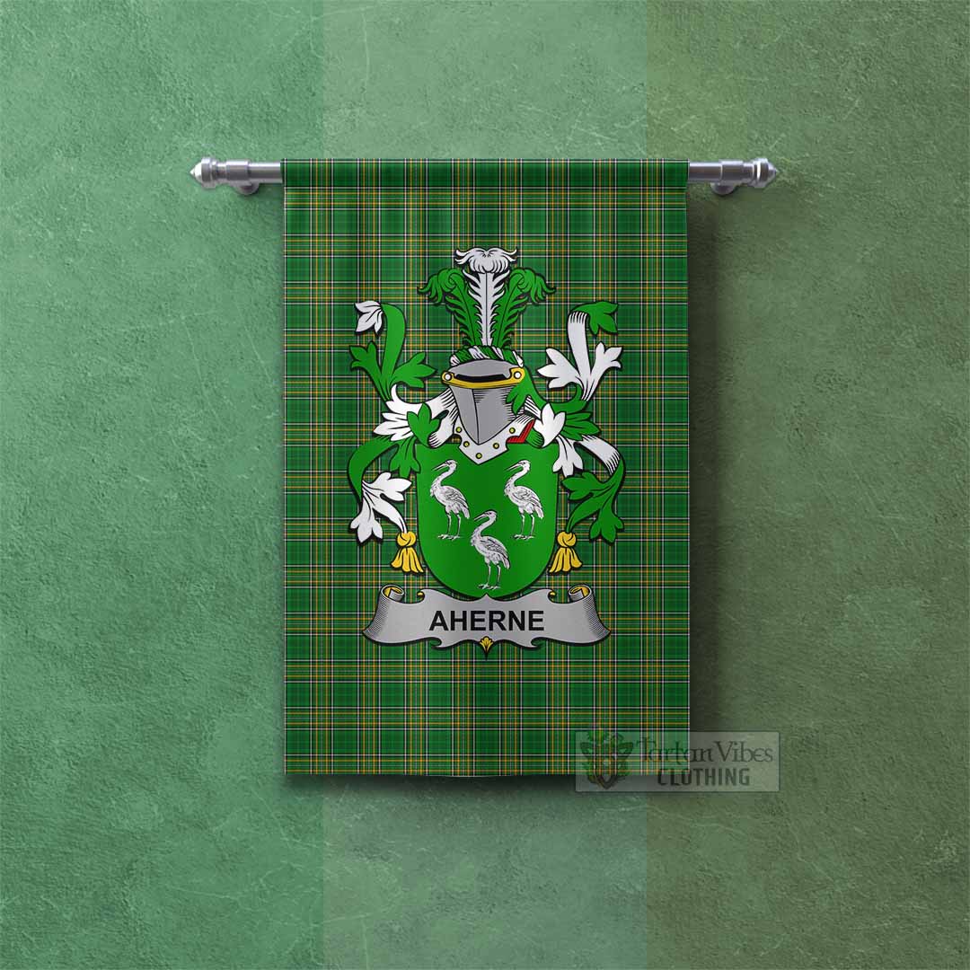 Tartan Vibes Clothing Aherne Irish Clan Tartan Gonfalon, Tartan Banner with Coat of Arms