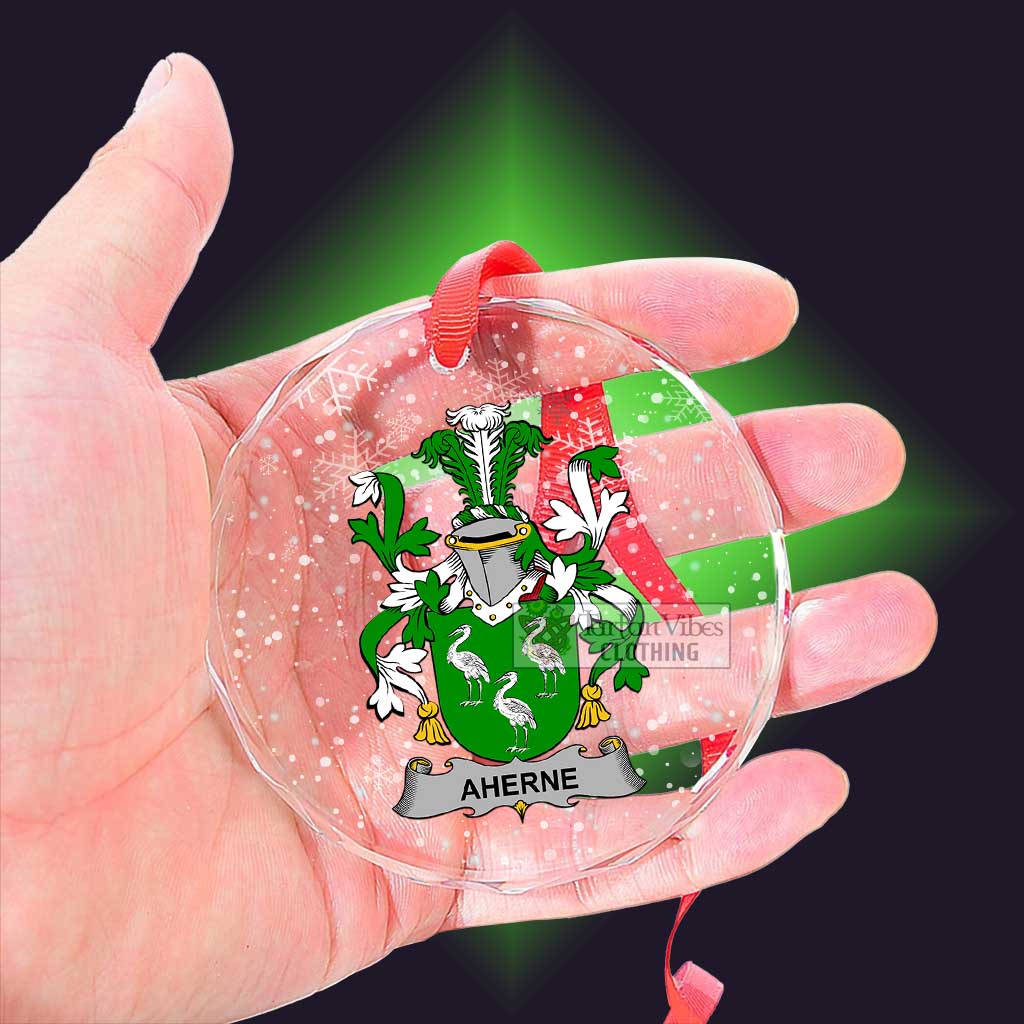 Aherne Irish Clan Christmas Glass Ornament with Coat of Arms - 2D-tartanvibesclothing