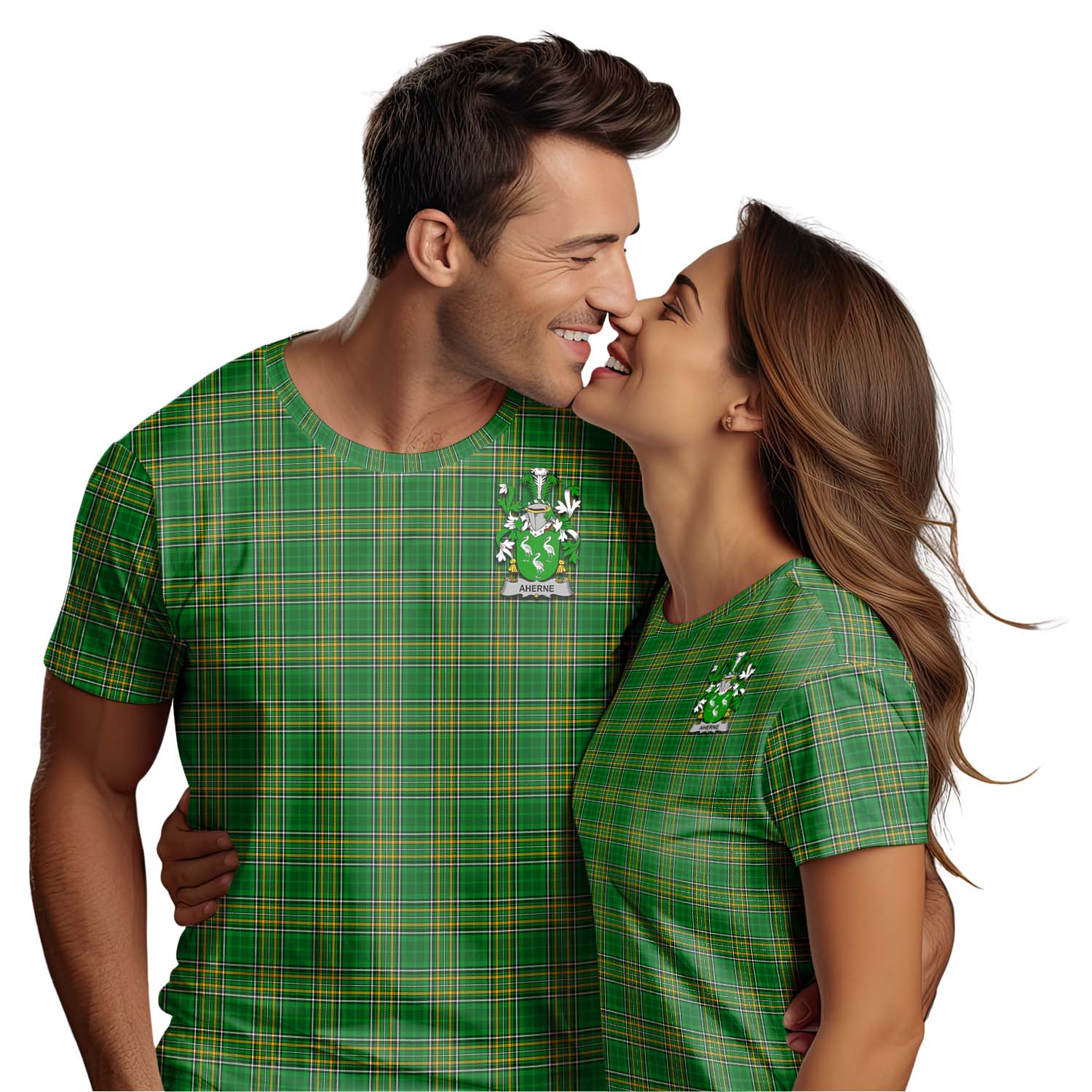 Tartan Vibes Clothing Aherne Ireland Clan Tartan T-Shirt with Family Seal