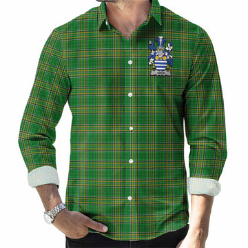 Aiken Irish Clan Tartan Long Sleeve Button Up with Coat of Arms