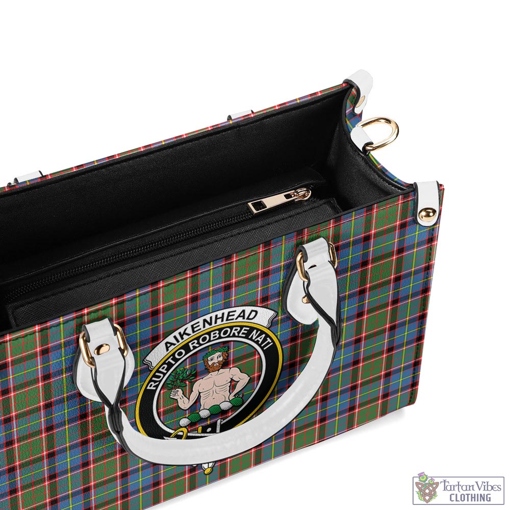 Tartan Vibes Clothing Aikenhead Tartan Luxury Leather Handbags with Family Crest