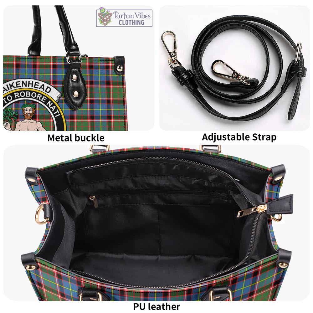 Tartan Vibes Clothing Aikenhead Tartan Luxury Leather Handbags with Family Crest