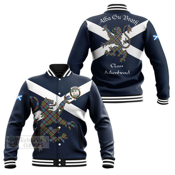 Aikenhead Tartan Lion Rampant Baseball Jacket Proudly Display Your Heritage with Alba Gu Brath and Clan Name Unisex - Tartan Vibes Clothing