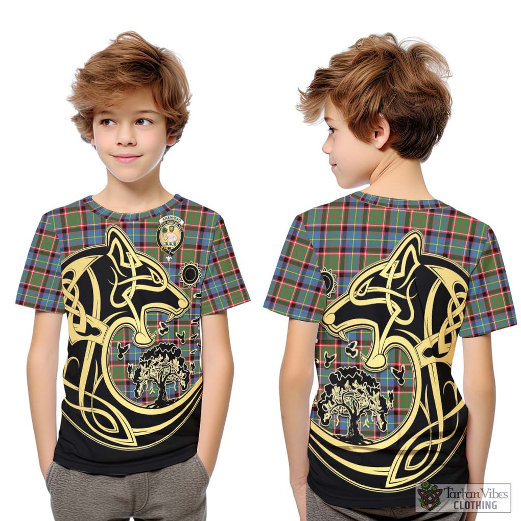 Aikenhead Tartan Kid T-Shirt with Family Crest Celtic Wolf Style Youth XL Size14 - Tartan Vibes Clothing