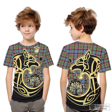 Aikenhead Tartan Kid T-Shirt with Family Crest Celtic Wolf Style Youth XL Size14 - Tartan Vibes Clothing