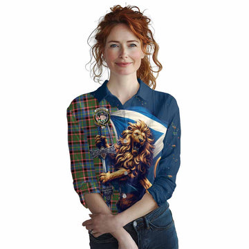 Aikenhead Tartan Family Crest Women's Casual Shirt with Scottish Majestic Lion Female - Tartan Vibes Clothing