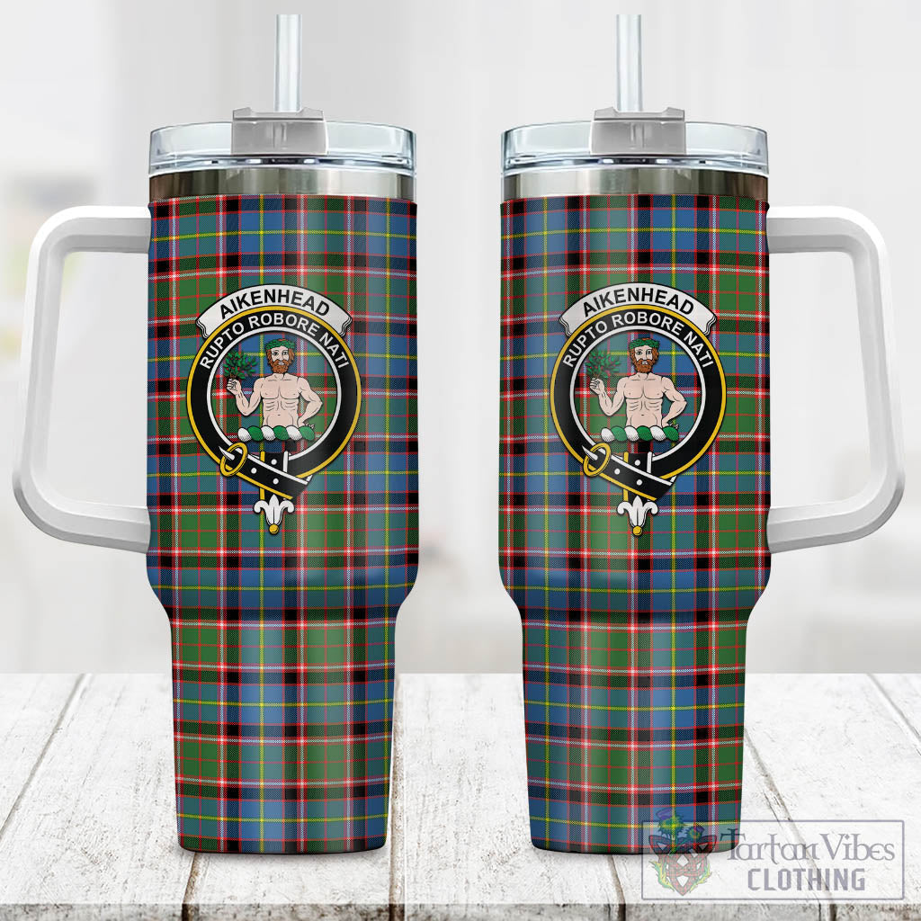 Tartan Vibes Clothing Aikenhead Tartan and Family Crest Tumbler with Handle