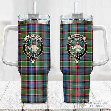 Tartan Vibes Clothing Aikenhead Tartan and Family Crest Tumbler with Handle